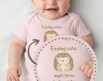 Cute Woodland Hedgehog Bodysuit | Funny Baby Onesie, Feeling Cute Quote