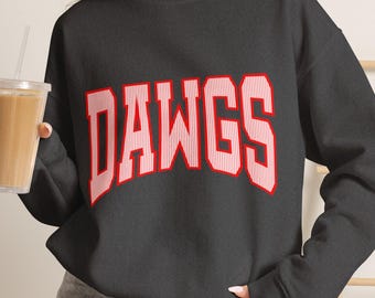 Dawgs Game Day Sweatshirt, Georgia Football Crewneck, Red White Varsity Sweatshirt, Southern Football Fan Gift