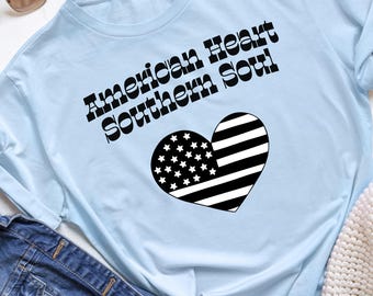 American Heart Southern Soul T-Shirt, Patriotic Country Pride Tee