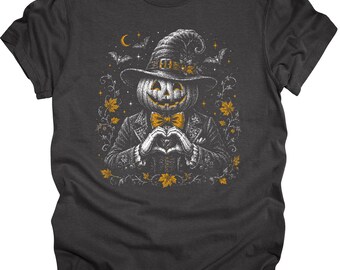 Jack-O'-Lantern Witch Heart Hands T-Shirt | Halloween Pumpkin Spell
