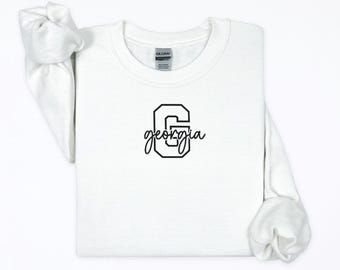 Embroidered Georgia Sweatshirt, Georgia Game Day Crewneck, Georgia Football Fan Sweatshirt, Southern Georgia Girl Gift