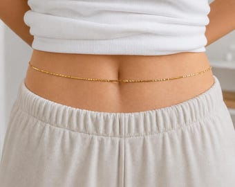 Cadena para la cintura chapada en oro de 18 quilates con dije de estrella / Joyería corporal minimalista ajustable estilo Y2K
