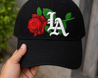 LA Rose 3D Puff Borduurontwerp, Puff Cap bestand, Bloemen DST PES