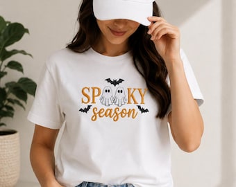 Borduurpatroon voor het griezelige Halloween-seizoen: Halloween spook vleermuis machine patroon voor pet of shirt (digitale download).