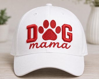 Dog Mama 3D bladerdeeg borduurontwerp, pootafdruk hoedbestand, pet Mom pet ontwerp,