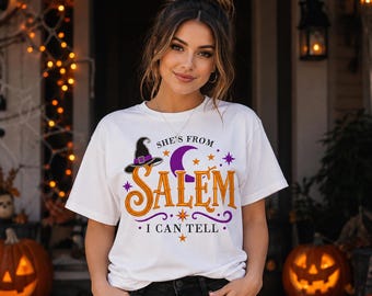 "She's From Salem I Can Tell" borduurpatroon, Halloween heksenborduurwerk.