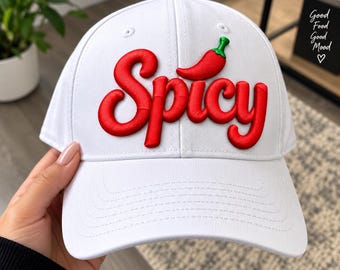 Spicy 3D Puff Embroidery design, Chili Pepper Cap Hat Machine file, Digital Download