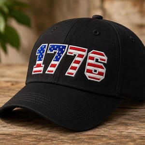 1776 American Flag Design | Patriotic USA Hat Embroidery File | Flat Embroidery Digitized
