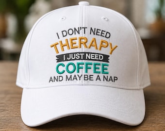 Borduurpatroon met koffiemotief: Grappige therapiequote (digitale download)