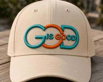 3D-borduurontwerp met bladerdeeg 'G IS GOOD' | Gedigitaliseerd bestand met petborduurwerk | Snapback-hoedlogo