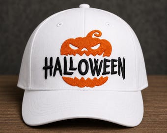 Borduurpatroon voor een Halloweenpompoen | Borduurbestand voor een Jack-o'-lanternhoed