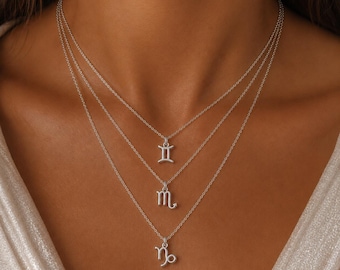 Collier astrologie personnalisé : pendentif horoscope minimaliste tendance, cadeau signe de naissance délicat du zodiaque pour femme, bijoux célestes élégants en argent