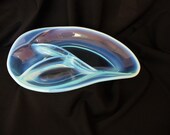 Vintage Opalescent Blue Mid-Century Dish