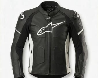 Alpinestars Motorcycle Racing Jacket in Perfect Cowhide Leather for Professional Motorbike Riding Gear and a Gift for Biker