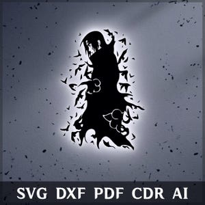 Naruto Itachi Uchiha Crow Svg - Anime Silhouette Vector Cut File - Akatsuki Line Art For Cricut & Silhouette Laser Cut/Engrave