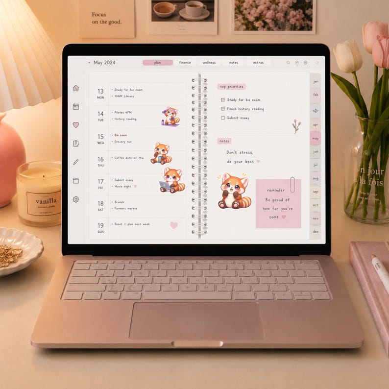 20 Cute Red Panda Digital Stickers PNG | Kawaii Planner Stickers | Cozy ...
