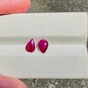 Natural Ruby Pear Shape Faceted 2 Piece Lot, 1.70 Carat Certified Ruby Gemstone, 7x5 MM Loose Ruby Stones for Jewelry Making
