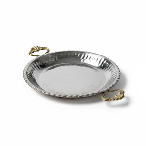 Hammered Pure Copper Frying Pan | Brass Handles, Turkish Cookware, Breakfast Skillet