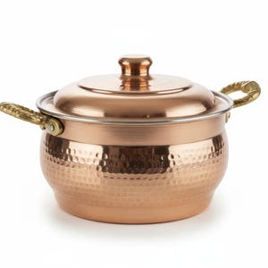 Faitout en cuivre pur | Fait main anatolien faitout, ustensiles de cuisine de cuisine rustique