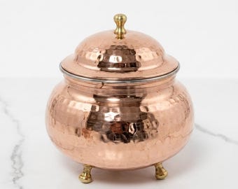 Azucarero de cobre con tapa / Dulcera martillada / Decoración espiritual para el hogar / Regalo bohemio para anfitriona