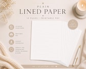 Plain Lined Paper Printable PDF | 10 Page Digital Download | Minimalist Writing Paper | Printable Journal Pages | A4 US Letter A5