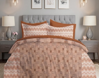 Cotton Geometric Bedsheet Set with Pillow Covers | Soft Breathable Queen/King Bedding