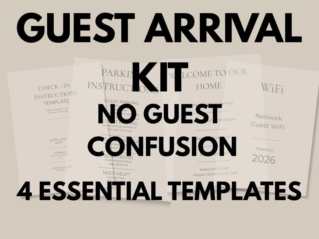 Airbnb Guest Arrival Bundle, Check-in Instructions, Wifi, Parking ...