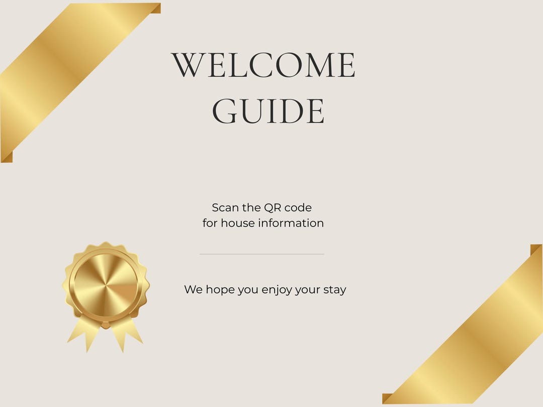 Welcome Guide QR Code Sign Template, Vacation Rental Guest Info ...