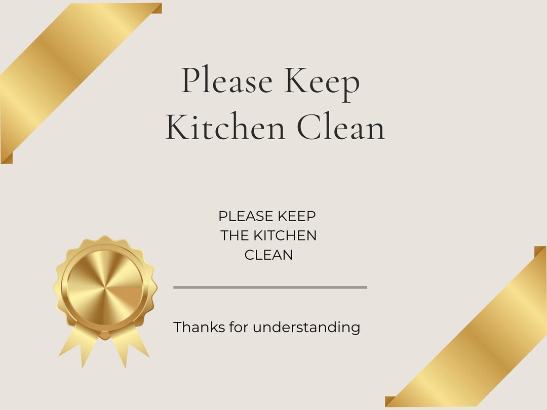 Please Keep Kitchen Clean Sign Template, Airbnb Kitchen Rules Printable ...