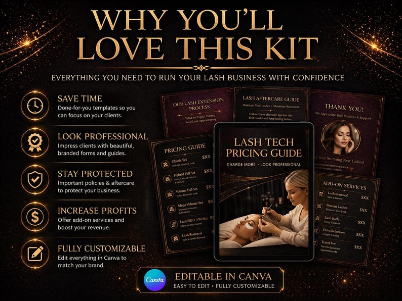 Lash Pricing Guide Template | Lash Tech Starter Kit | Beauty Service ...