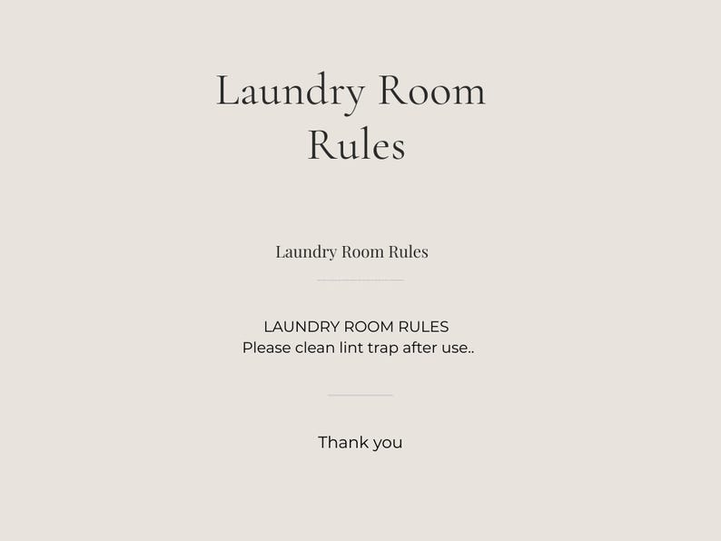 Laundry Room Rules Sign Template | Airbnb Guest Instructions (digital ...