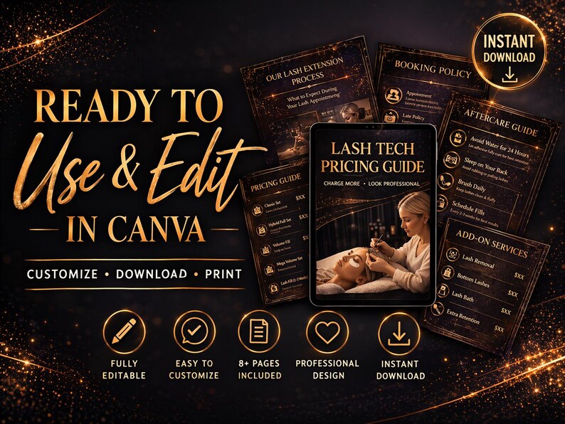 Editable Lash Price List Template | Canva Beauty Salon Menu (instant ...