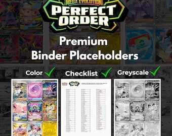 Pokemon TCG Perfect Order Master Set Tijdelijke aanduidingen | Afdrukbare Mega Evolution-bijsluiters + checklist | Digitale download