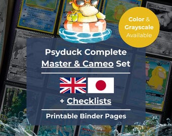 Psyduck (Master & Cameo) Set Binder Seiten + Checklisten | Jede Karte, jede Variante | Englische, Japanische Ausgaben | Druckbares PDF