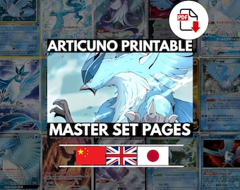 Articuno Pokemon Master Set Binder Pages + Cameos | 100% Complete / Up-To-Date | English Japanese Chinese | Printable PDF (Digital Download)