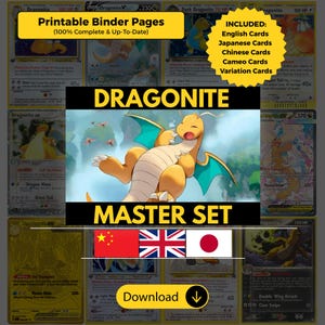 Dragonite Master Set Platzhalter - Alle Karten, Cameos & Variationen, Pokémon-Sammelkartenseiten, TCG-Sammelkarteneinlagen (Digitaler PDF-Download)