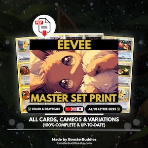 Evoli Printable Master Set Seiten | Alle Karten, Cameos & Variationen | 100% vollständig | Englisch Japanisch Chinesisch | (Digitaler Download)