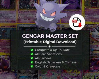 Gengar Pokemon Master Set Print | All Cards, Variations & Cameos | English Japanese Chinese | Pokemon Printable PDF (Digital Download)