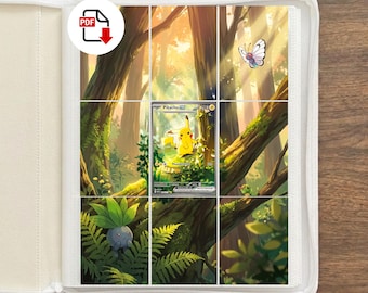 Pokemon Pikachu Binder Art | Extended Artwork for 9 Pocket Binder | TCG Card Display | Printable PDF | (Digital Download)