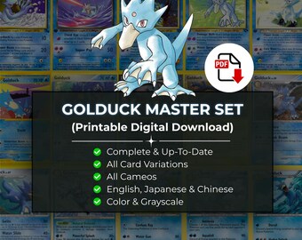 Golduck Pokemon Master Set Print | All Cards, Variations & Cameos | English Japanese Chinese | Pokemon Printable PDF (Digital Download)