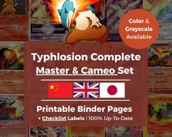 Complete Typhlosion Master & Cameo Set Placeholders | Every Card, Every Version | English Japanese Chinese | Printable Binder Pages
