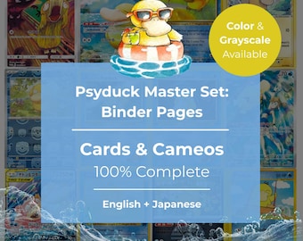 Psyduck Master Set Binderseiten | Alle KARTEN & KAMEOS | Englisch + Japanisch | 100% Komplett (1995-2026) | Druckbares PDF
