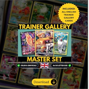 Trainer Gallery Master Set Binder Placeholder Cards | 100% Complete, English Edition | Printable Pokemon Binder Pages