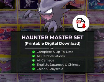 Haunter Pokemon Master Set Print | All Cards, Variations & Cameos | English Japanese Chinese | Pokemon Printable PDF (Digital Download)