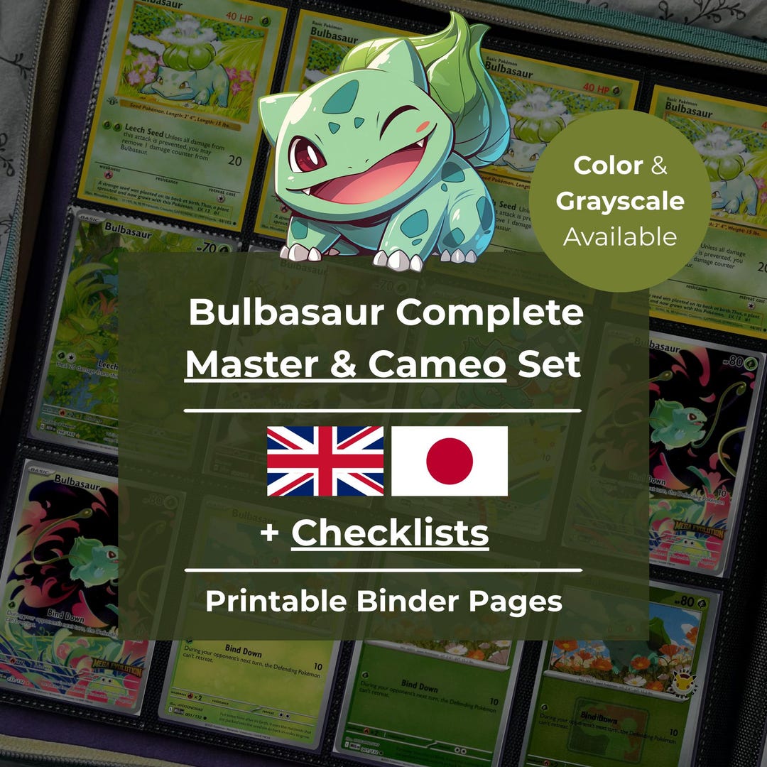 Bulbasaur Complete (master & Cameo) Set Placeholders + Checklist ...