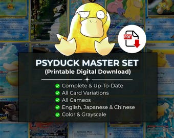 Psyduck Pokemon Master Set Print | All Cards, Variations & Cameos | English Japanese Chinese | Pokemon Printable PDF (Digital Download)