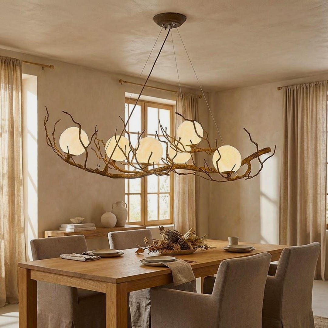 Tree Fixture Raphelux Nordic Tree Branch Moon Chandelier Hanging Lamp for Farmhouse ...