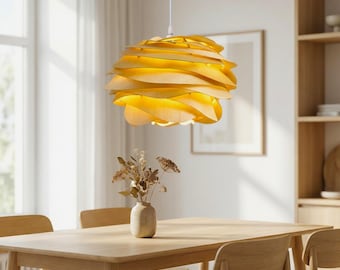 Lámpara colgante de madera japonesa Wabi Sabi hecha a mano Raphelux, luminarias suspendidas de chapa nórdica hechas a mano