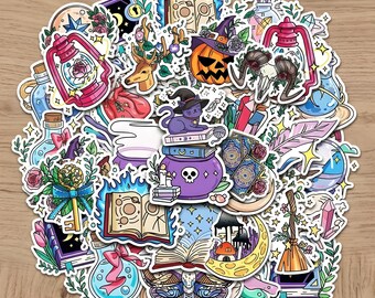 50pcs Wizard Sorcerer Stickers,Fantasy Sticker, MTG Sticker, Nerdy Gift,Holographic