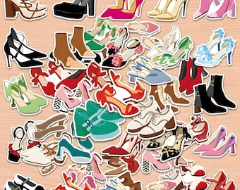 50pcs High-heel shoe stickers,Vintage Shoe StickersFashion Accessories for Laptops,Cute Shoe Decals